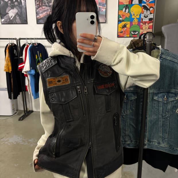 할리데이비슨 가죽 조끼