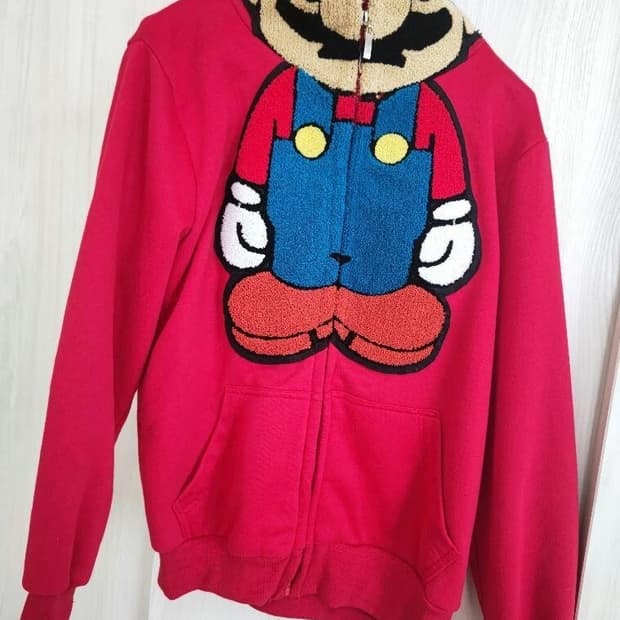 베이프 베이비 마일로 x 마리오 풀 후드집업 레드