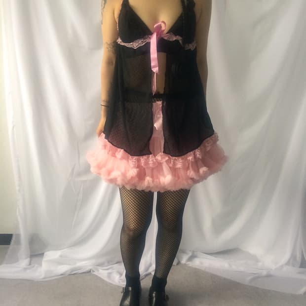 Ribbon frill slip sleeveless