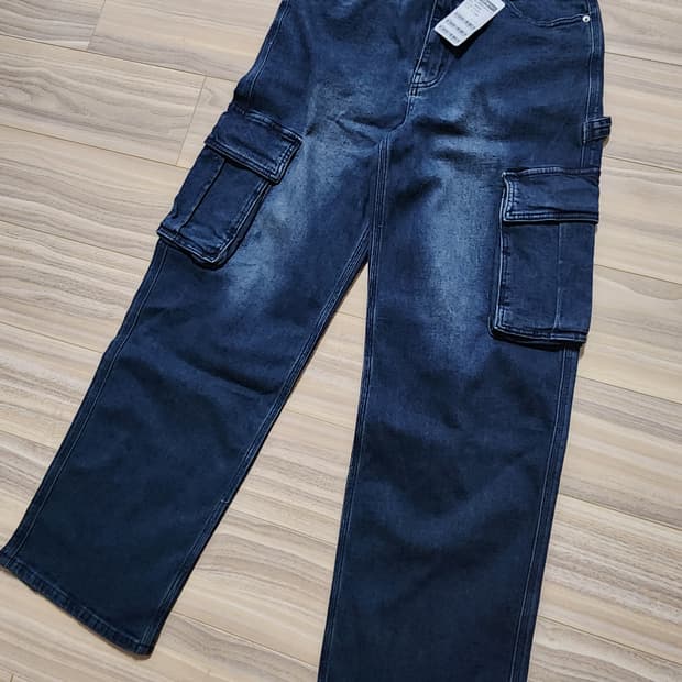 행텐히든밴딩카고스판데님팬츠청바지