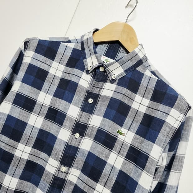 남성 라코스테 린넨 마 멀티 체크 긴팔 남방 셔츠