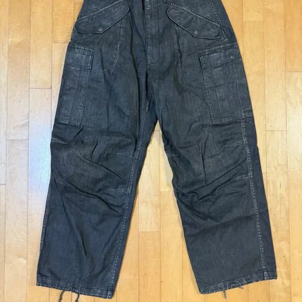 32) R13 마크 밀리터리 카고 팬츠 코티드블랙