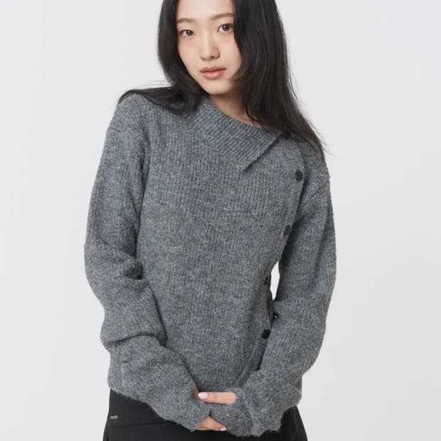 미세키서울 니트 Side button knit GREY