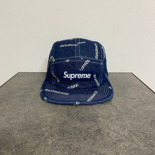 (OS) 슈프림 박스로고 캠프캡 모자 인디고 데님