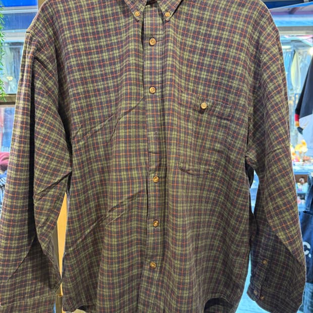 빈티지 그린 플란넬 체크셔츠