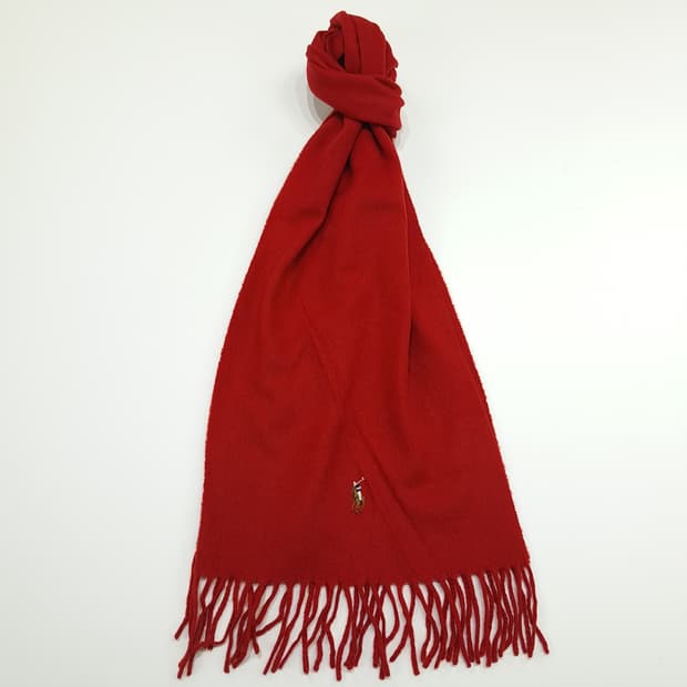 MX214 폴로 랄프로렌 레드 버진울 목도리 머플러