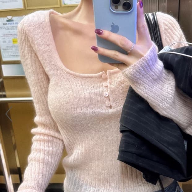 페일제이드 헤어리 릴리 니트 핑크