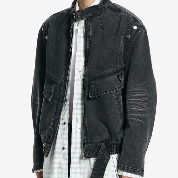 본바트 Denim Zip Biker Jacket L