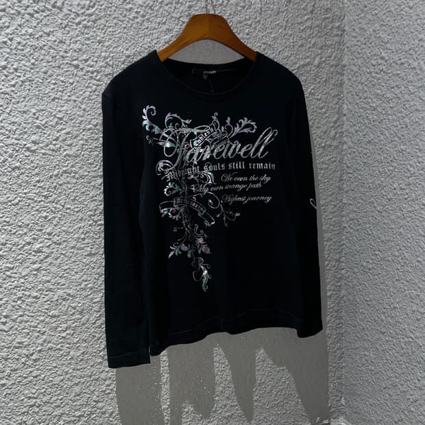 글리터 레터링 빈티지 티셔츠