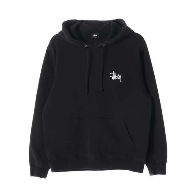 스투시 블랙 베이직 스무스 로고 후드티 M