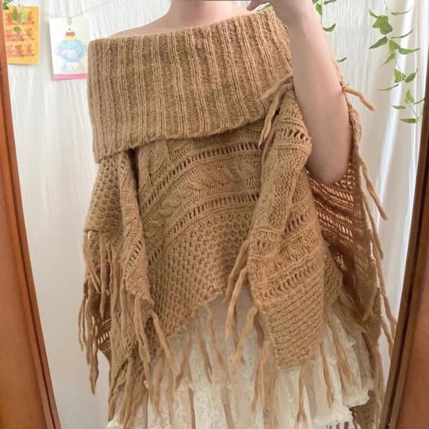 오프숄더 그런지 케이프