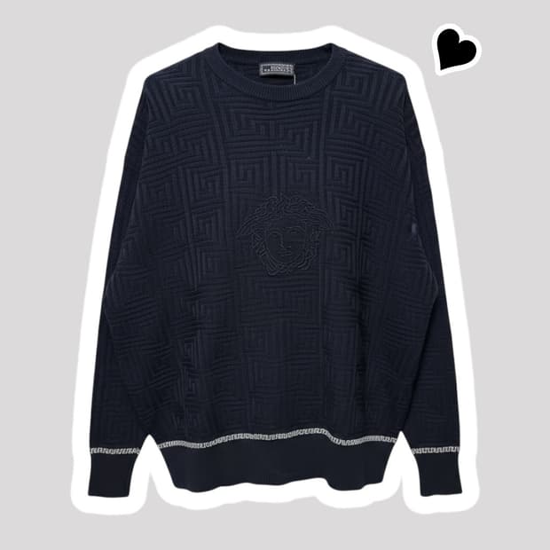 베르사체 빅로고 자수 면니트