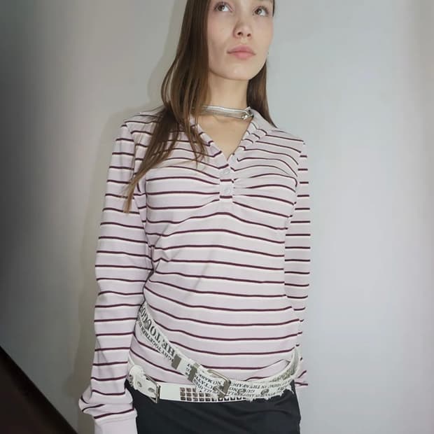 스컬프터 테니스 셔츠 셔링 라벤더 Shirring Tennis Shirt