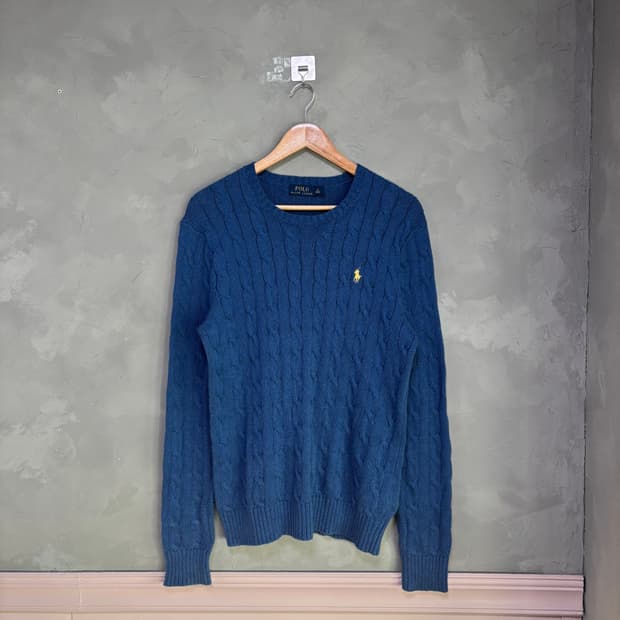 폴로 랄프로렌 꽈배기 니트 블루