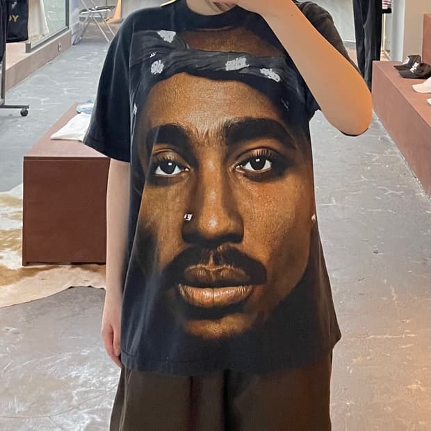 빈티지 힙합 투팍 샤커 그래픽 반팔 H2527