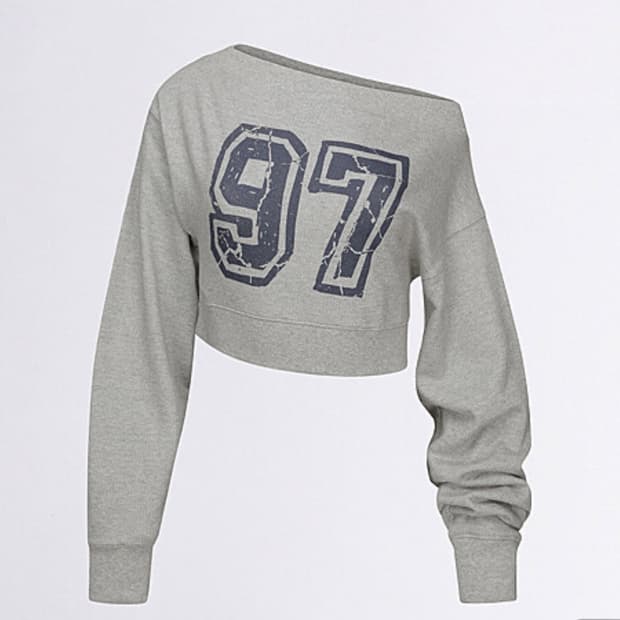 Off- Shoulder Cropped Sweatshirt Melange