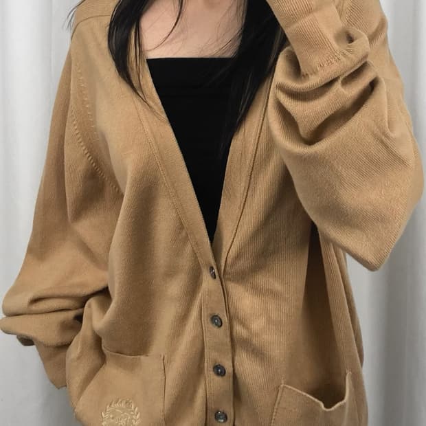 버버리 베이지 코튼 가디건