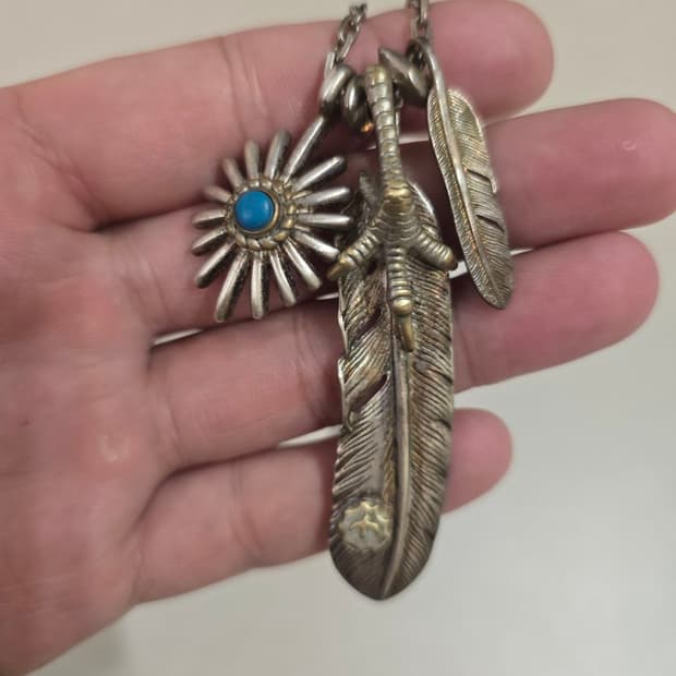 인디안 깃털 은목걸이