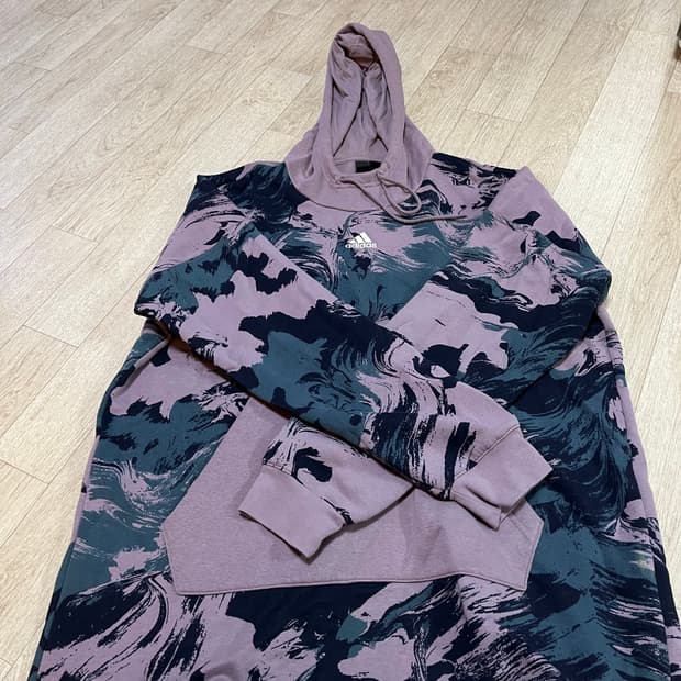 아디다스 빈티지 패턴 후드티 라벤더 