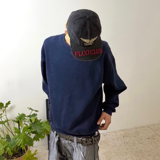 90's 러셀 맨투맨 네이비 블랭크