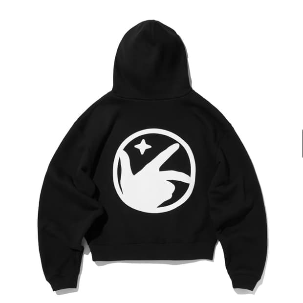 키미저리 핑거 로고 크롭 후드