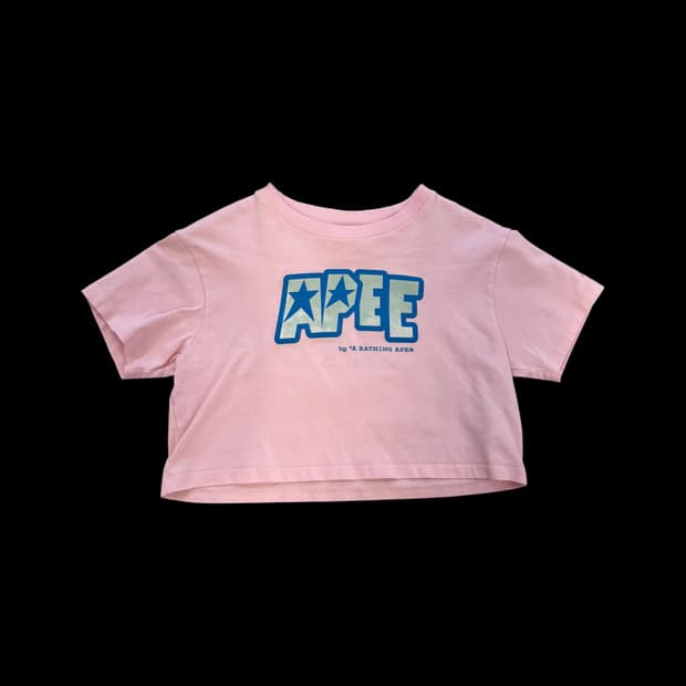 베이프 에이프 스타 로고 크롭 반팔 티셔츠