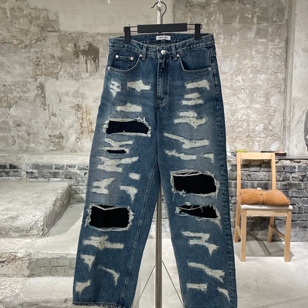 브랜디드 히시토모 중청 디스트로이드 데님 팬츠