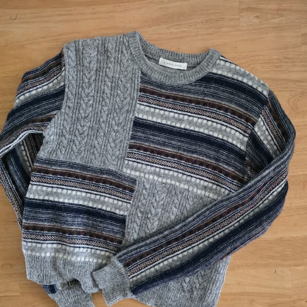 패치워크 케이블 울 니트