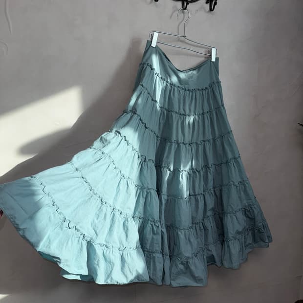 Mute blue flare cancan maxi skirt