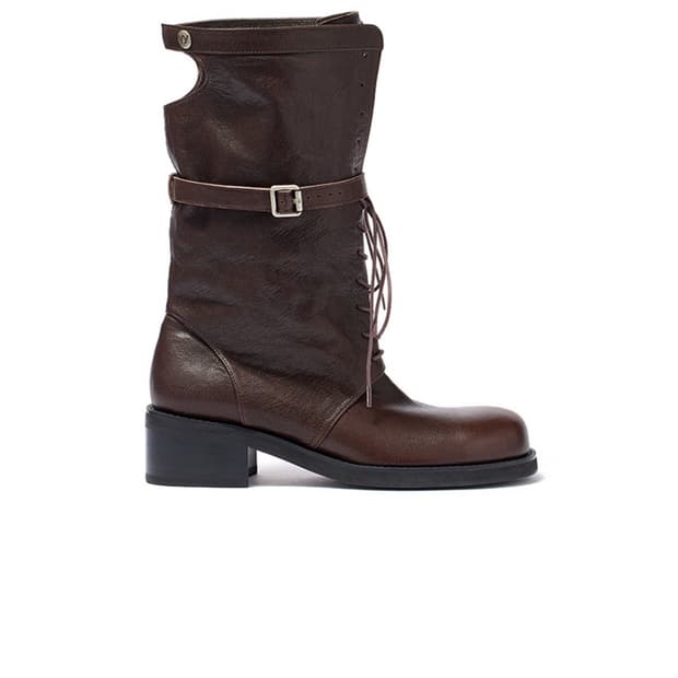 LACE UP CUT-OUT BOOTS, BROWN