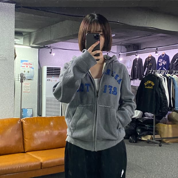 아베크롬비 빅로고 그레이 후드집업 B2723