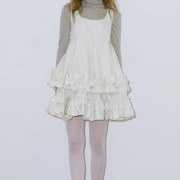 (시눈) 프릴 슬리브리스 원피스 - 크림엘로우