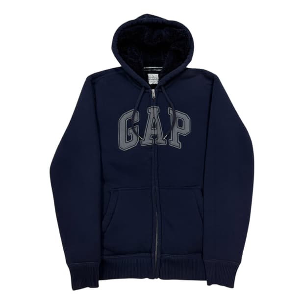 GAP 빈티지 스펠로고 보아털 후드집업 자켓 네이비 S