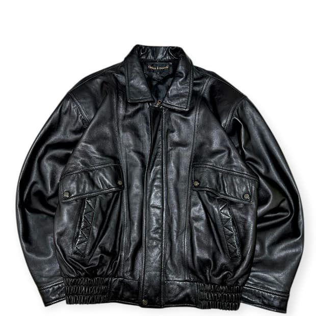 빈티지 양가죽 봄버 블루종 자켓