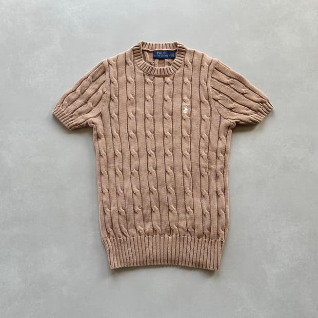 [S]폴로 랄프로렌 꽈배기 반팔 니트 스웨터