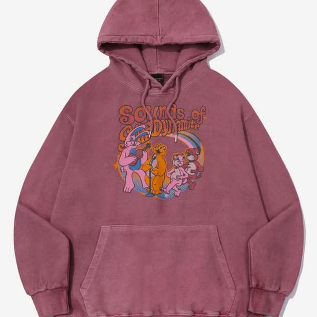 꼼파뇨 / 홉피 트리오 피그먼트 후드티 더스티핑크