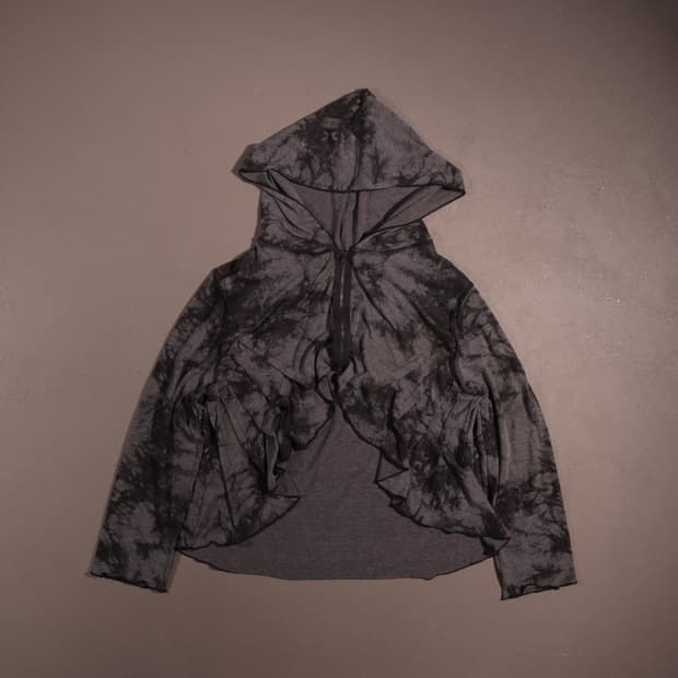 SHIRRING ZIP-UP HOODIE