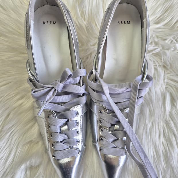 KEEM 레이스업 힐 실버 240# 새상품 #