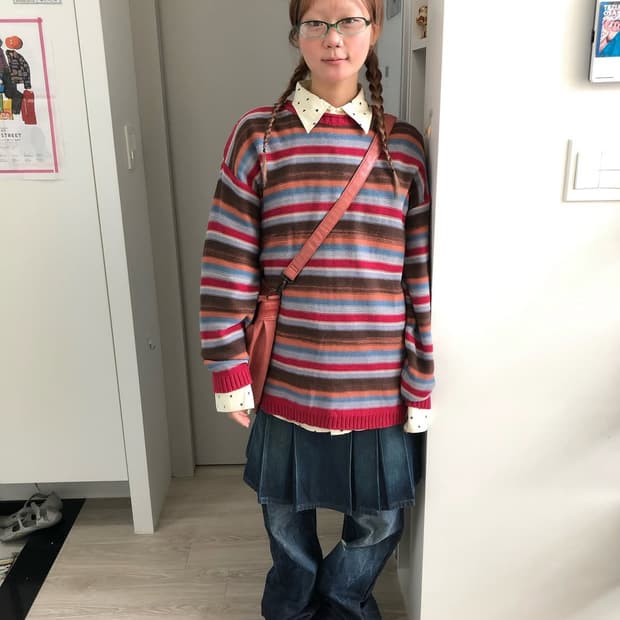 차일드매거진 별셔츠-무지개니트 코디셋 (세트로 우선 판매)