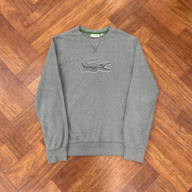 105 라코스테 빅로고 그레이 맨투맨 티셔츠 