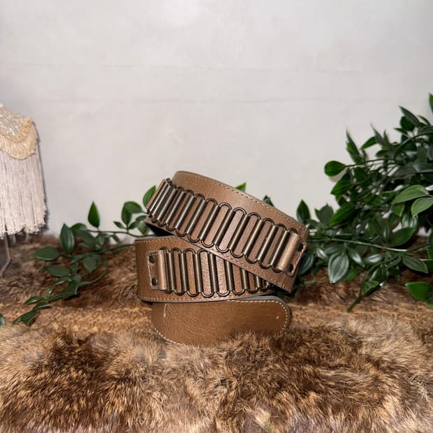 Brown western chain detail belt