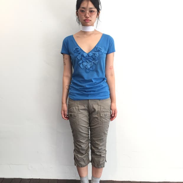 Abercrombie & Fitch Blue Ruffle T-Shirt