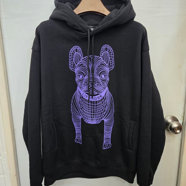 100,L)) LIFE WORK 라이프워크 기모 후드티셔츠! 보라색포인트