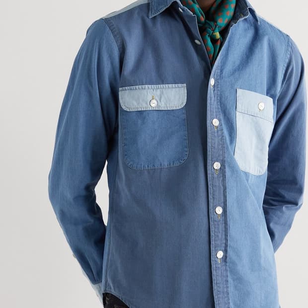 드레익스 패치워크 투 포켓 데님 워크 셔츠 S사이즈