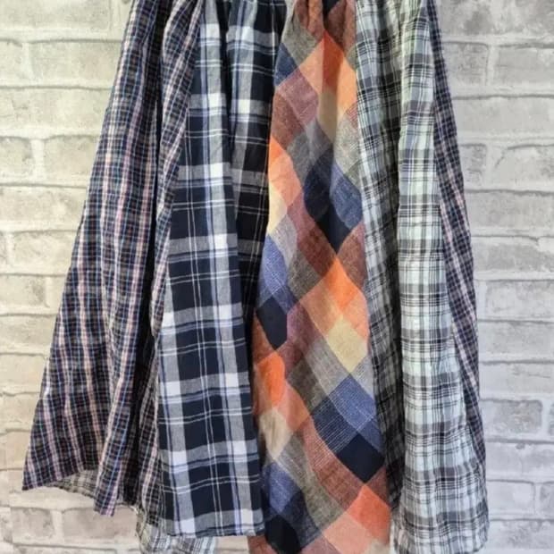 체크 패치워크 치마