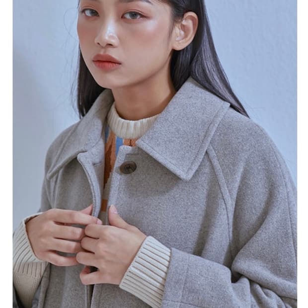 미쏘)오버핏 싱글 코트 그레이색상 S사이즈