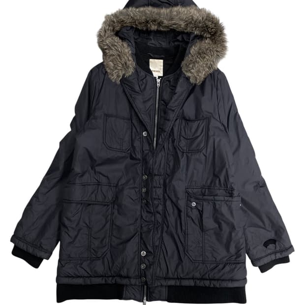 diesel hooded fur jacket