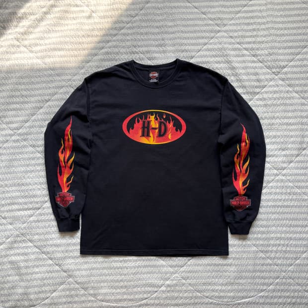 빈티지 할리데이비슨 플레임 롱슬리브 티셔츠