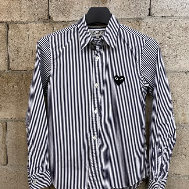 꼼데가르송 Play 하트 와펜 스트라이프 셔츠 