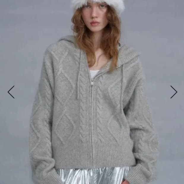 더바넷 보엔 케이블 니트집업 그레이